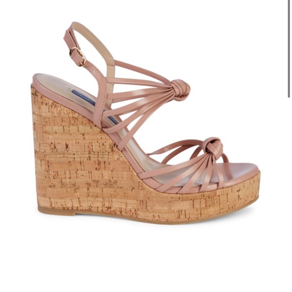 STUART WEITZMAN
Seascape Leather & Cork Platform Wedge Sandals